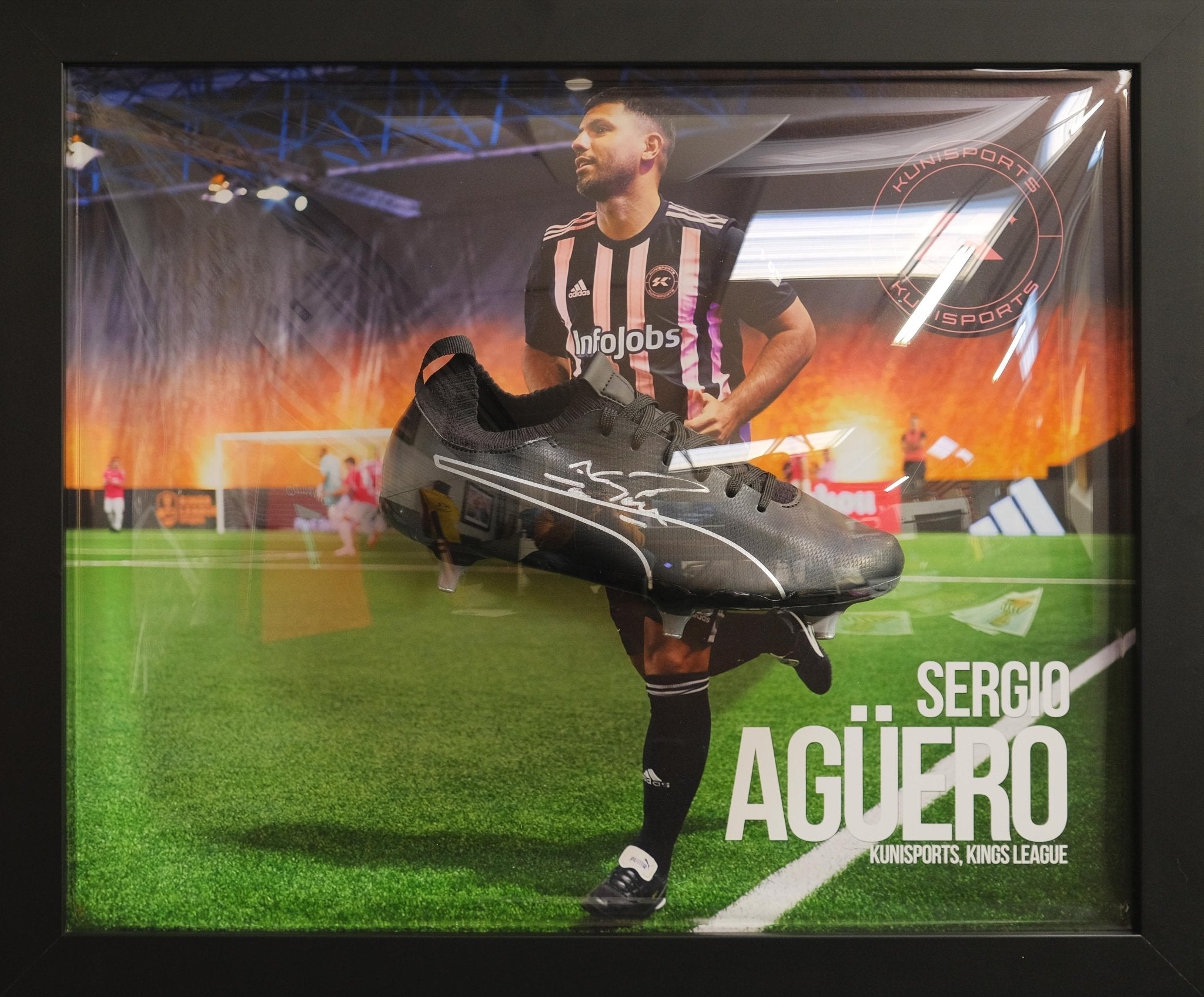 Aguero Signed Kunisports Boot Framed Display - Memorabilia Framers Shop